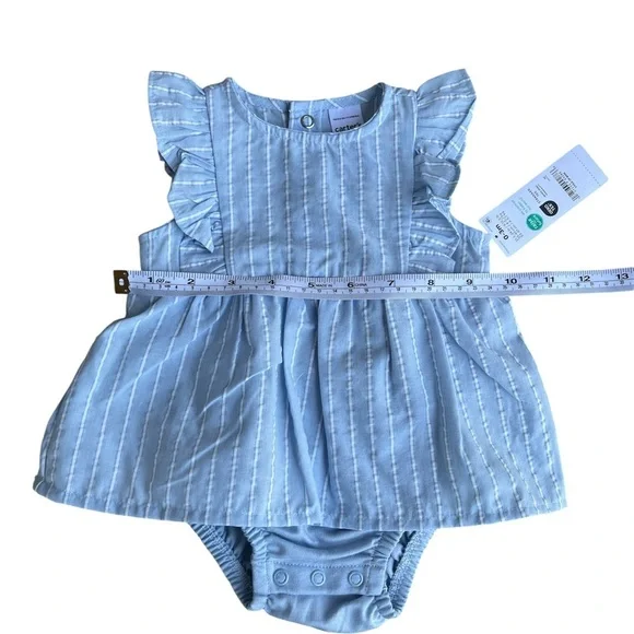 Carter's Blue and White Diaper Covers with Ruffled Details - Picture 7 of 8